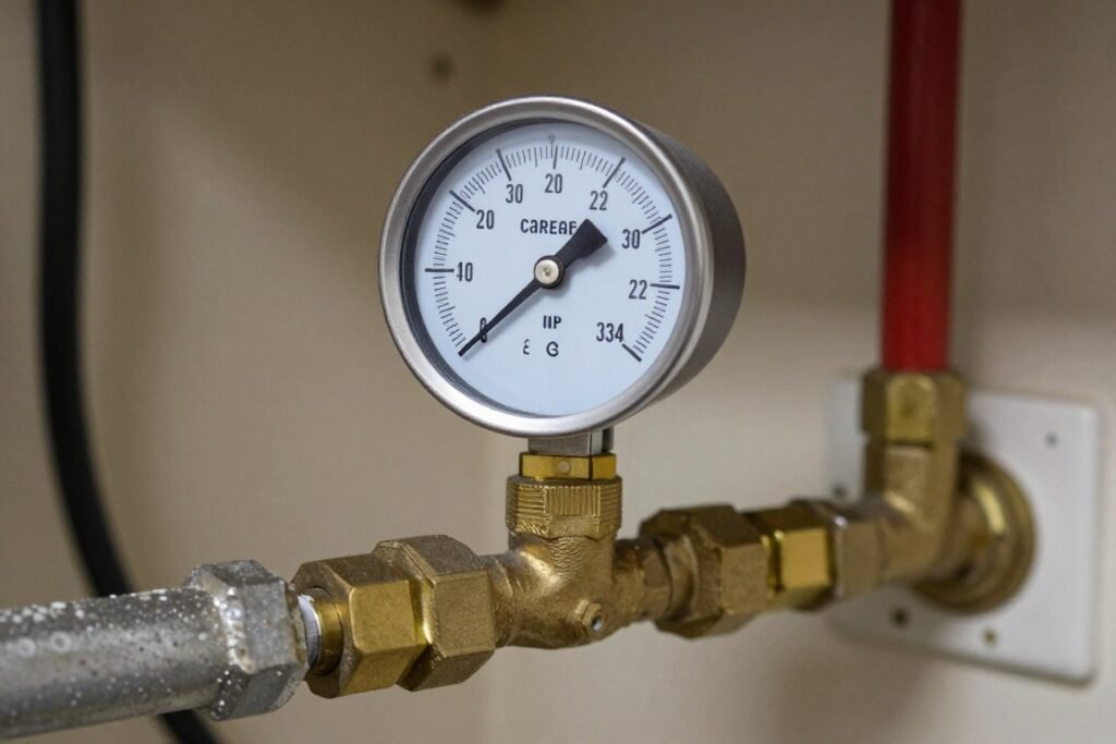 Home water meter and pressure gauge installation Home water meter and pressure gauge installation