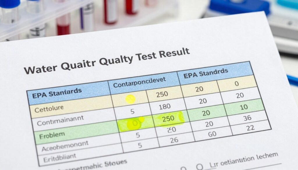 Professional water testing laboratory analysis results document Professional water testing laboratory analysis results document