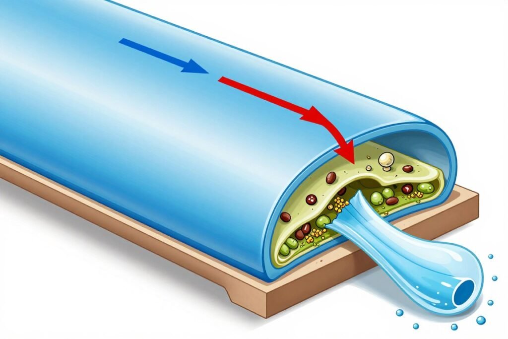 Reverse osmosis membrane filter cutaway showing filtration layers Reverse osmosis membrane filter cutaway showing filtration layers