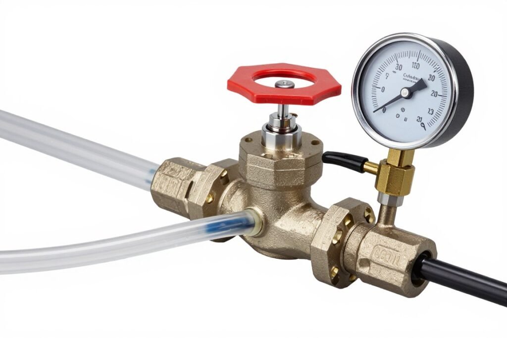 Water filtration system control valve during backwash cycle Water filtration system control valve during backwash cycle