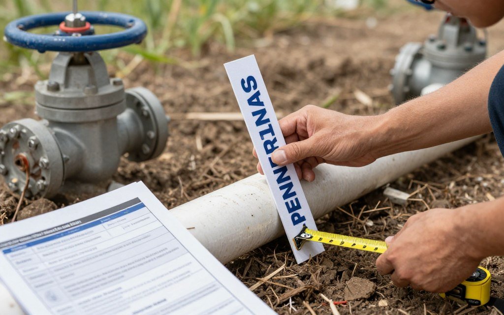 marking installation location on water line marking installation location on water line